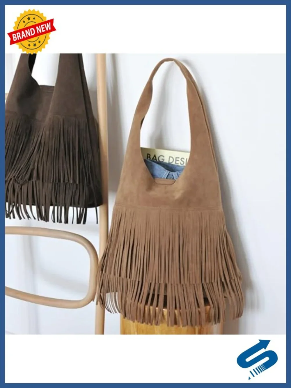 Tassel Faux Suede Hobo Bag Fringe Shoulder Handbag
